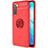 Ultra-thin Silicone Gel Soft Case Cover with Magnetic Finger Ring Stand A03 for Oppo Reno3 Red