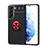 Ultra-thin Silicone Gel Soft Case Cover with Magnetic Finger Ring Stand A03 for Samsung Galaxy S23 Plus 5G Red and Black