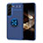 Ultra-thin Silicone Gel Soft Case Cover with Magnetic Finger Ring Stand A03 for Samsung Galaxy S24 5G Blue