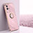 Ultra-thin Silicone Gel Soft Case Cover with Magnetic Finger Ring Stand A03 for Vivo iQOO 8 Pro 5G Pink