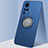Ultra-thin Silicone Gel Soft Case Cover with Magnetic Finger Ring Stand A03 for Vivo X51 5G Blue