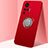 Ultra-thin Silicone Gel Soft Case Cover with Magnetic Finger Ring Stand A03 for Vivo X51 5G Red