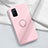 Ultra-thin Silicone Gel Soft Case Cover with Magnetic Finger Ring Stand A04 for Oppo A52 Pink