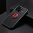 Ultra-thin Silicone Gel Soft Case Cover with Magnetic Finger Ring Stand A05 for Apple iPhone 15 Pro Red and Black