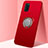 Ultra-thin Silicone Gel Soft Case Cover with Magnetic Finger Ring Stand A05 for Oppo A52 Red