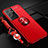 Ultra-thin Silicone Gel Soft Case Cover with Magnetic Finger Ring Stand A05 for Samsung Galaxy S22 Ultra 5G Red