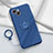 Ultra-thin Silicone Gel Soft Case Cover with Magnetic Finger Ring Stand A06 for Apple iPhone 13 Blue