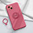 Ultra-thin Silicone Gel Soft Case Cover with Magnetic Finger Ring Stand A06 for Apple iPhone 14 Plus Red