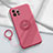 Ultra-thin Silicone Gel Soft Case Cover with Magnetic Finger Ring Stand A06 for Apple iPhone 14 Pro Red