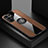 Ultra-thin Silicone Gel Soft Case Cover with Magnetic Finger Ring Stand A07 for Samsung Galaxy S21 Ultra 5G Brown