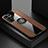 Ultra-thin Silicone Gel Soft Case Cover with Magnetic Finger Ring Stand A07 for Samsung Galaxy S22 Ultra 5G Brown