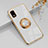 Ultra-thin Silicone Gel Soft Case Cover with Magnetic Finger Ring Stand AN1 for Sharp Aquos wish3 White