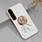 Ultra-thin Silicone Gel Soft Case Cover with Magnetic Finger Ring Stand AN1 for Sony Xperia 1 V White