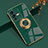 Ultra-thin Silicone Gel Soft Case Cover with Magnetic Finger Ring Stand AN1 for Vivo V23 5G Green