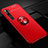 Ultra-thin Silicone Gel Soft Case Cover with Magnetic Finger Ring Stand D02 for Xiaomi Mi Note 10 Red