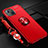 Ultra-thin Silicone Gel Soft Case Cover with Magnetic Finger Ring Stand for Apple iPhone 15 Red