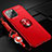 Ultra-thin Silicone Gel Soft Case Cover with Magnetic Finger Ring Stand for Apple iPhone 16 Pro Max Red