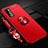 Ultra-thin Silicone Gel Soft Case Cover with Magnetic Finger Ring Stand for Huawei Honor V30 5G Red