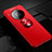 Ultra-thin Silicone Gel Soft Case Cover with Magnetic Finger Ring Stand for Huawei Mate 40 Pro Red