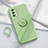 Ultra-thin Silicone Gel Soft Case Cover with Magnetic Finger Ring Stand for Oppo A55 5G Green