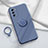 Ultra-thin Silicone Gel Soft Case Cover with Magnetic Finger Ring Stand for Oppo A55 5G Lavender Gray