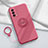 Ultra-thin Silicone Gel Soft Case Cover with Magnetic Finger Ring Stand for Oppo K9 5G Red