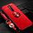 Ultra-thin Silicone Gel Soft Case Cover with Magnetic Finger Ring Stand for Oppo Reno Ace Red