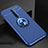 Ultra-thin Silicone Gel Soft Case Cover with Magnetic Finger Ring Stand for Oppo Reno2 Blue