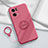 Ultra-thin Silicone Gel Soft Case Cover with Magnetic Finger Ring Stand for Oppo Reno7 Pro 5G Hot Pink