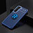 Ultra-thin Silicone Gel Soft Case Cover with Magnetic Finger Ring Stand for Samsung Galaxy S21 FE 5G Blue