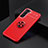 Ultra-thin Silicone Gel Soft Case Cover with Magnetic Finger Ring Stand for Samsung Galaxy S21 FE 5G Red