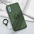 Ultra-thin Silicone Gel Soft Case Cover with Magnetic Finger Ring Stand for Vivo Y7s Midnight Green