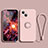 Ultra-thin Silicone Gel Soft Case Cover with Magnetic Finger Ring Stand G02 for Apple iPhone 14 Rose Gold