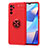 Ultra-thin Silicone Gel Soft Case Cover with Magnetic Finger Ring Stand JM1 for Oppo A16 Red