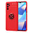 Ultra-thin Silicone Gel Soft Case Cover with Magnetic Finger Ring Stand JM1 for Oppo A16s Red
