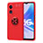 Ultra-thin Silicone Gel Soft Case Cover with Magnetic Finger Ring Stand JM1 for Oppo A1x 5G Red