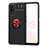 Ultra-thin Silicone Gel Soft Case Cover with Magnetic Finger Ring Stand JM1 for Oppo A93s 5G Red and Black