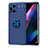 Ultra-thin Silicone Gel Soft Case Cover with Magnetic Finger Ring Stand JM1 for Oppo Find X3 5G Blue