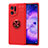 Ultra-thin Silicone Gel Soft Case Cover with Magnetic Finger Ring Stand JM1 for Oppo Find X5 5G Red