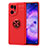 Ultra-thin Silicone Gel Soft Case Cover with Magnetic Finger Ring Stand JM1 for Oppo Find X5 Pro 5G Red