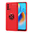 Ultra-thin Silicone Gel Soft Case Cover with Magnetic Finger Ring Stand JM1 for Oppo Reno6 Lite Red