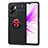Ultra-thin Silicone Gel Soft Case Cover with Magnetic Finger Ring Stand JM1 for Realme V23 5G Red and Black