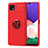 Ultra-thin Silicone Gel Soft Case Cover with Magnetic Finger Ring Stand JM1 for Samsung Galaxy A22s 5G Red