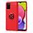 Ultra-thin Silicone Gel Soft Case Cover with Magnetic Finger Ring Stand JM1 for Samsung Galaxy F02S SM-E025F Red