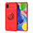 Ultra-thin Silicone Gel Soft Case Cover with Magnetic Finger Ring Stand JM1 for Samsung Galaxy M01 Core Red