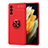 Ultra-thin Silicone Gel Soft Case Cover with Magnetic Finger Ring Stand JM1 for Samsung Galaxy S23 FE 5G Red