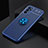 Ultra-thin Silicone Gel Soft Case Cover with Magnetic Finger Ring Stand JM2 for Oppo A16 Blue