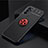 Ultra-thin Silicone Gel Soft Case Cover with Magnetic Finger Ring Stand JM2 for Oppo A16 Red and Black