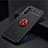 Ultra-thin Silicone Gel Soft Case Cover with Magnetic Finger Ring Stand JM2 for Oppo A16s Red and Black