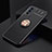 Ultra-thin Silicone Gel Soft Case Cover with Magnetic Finger Ring Stand JM2 for Oppo A55 4G Gold and Black